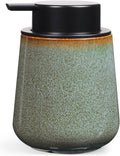 INGOFIN Ceramic Lotion Dispenser - 12 oz Refillable Hand Soap Dispenser Bathroom, Modern Liquid Dispenser with Pump, Dish Soap Dispenser for Kitchen,Kiln-Glazed Green