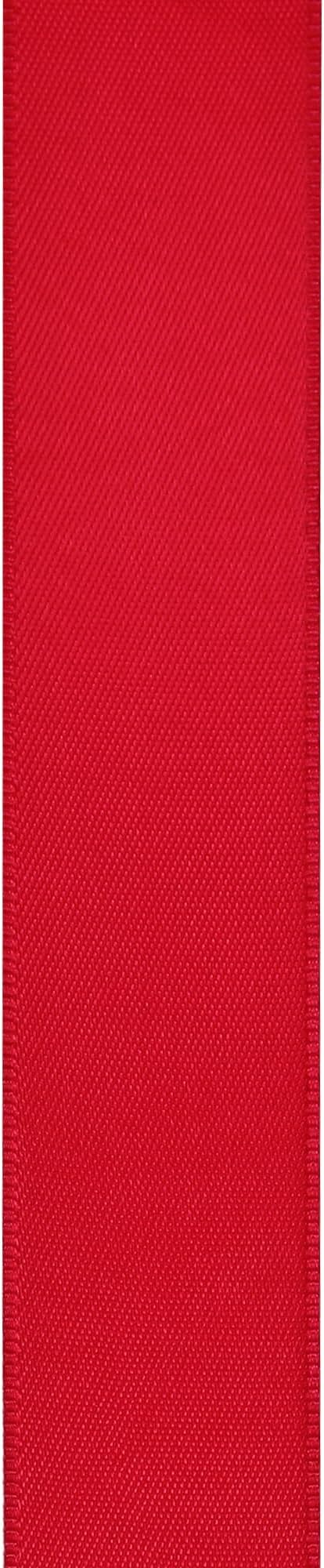 LIUYAXI Hot Red Double Faced Satin Ribbon, 3/8" X Continuous 25 Yards, Ribbons Perfect for Gift Wrapping Bows Bouquet Wedding Decor DIY Craft and More