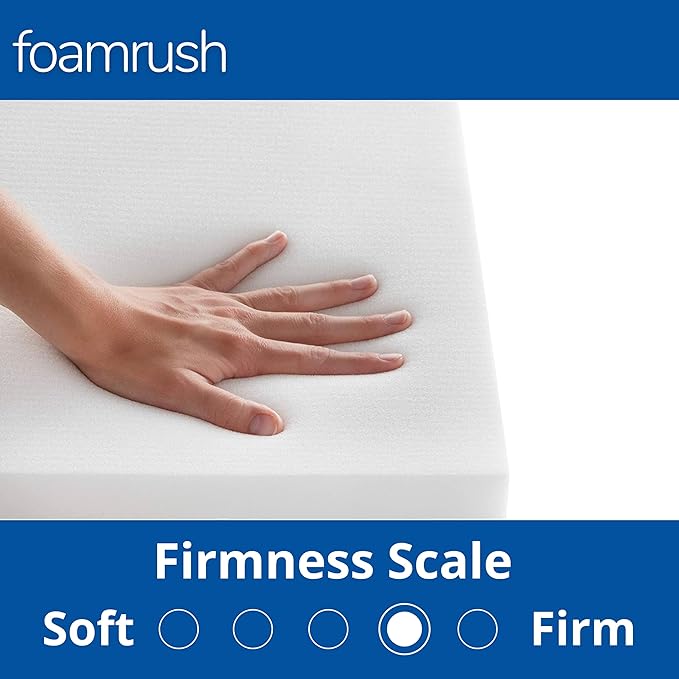 FoamRush 10" H x 24" W x 24" L Upholstery Foam Cushion High Density (Chair Cushion Square Foam for Dinning Chairs, Wheelchair Seat Cushion Replacement)