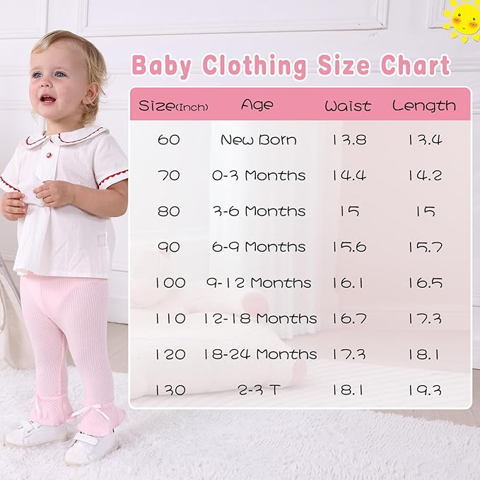 Newborn Toddler Baby Girl Pants Leggings Ribbed Straight Flare Infant Girl Pants Leggings Bell Bottoms 5 Packs