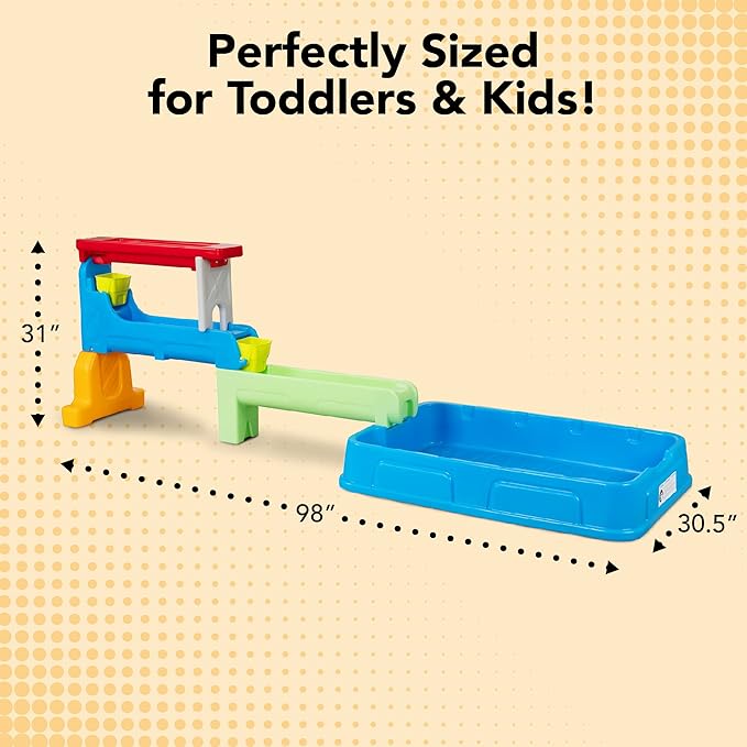 Simplay3 Raindrop Falls Water Table and Splash Kiddie Pool for Toddlers and Kids, 9 Water Play Table Accessories