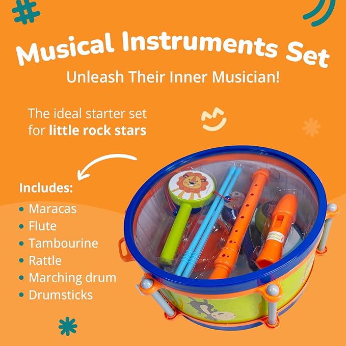Channie's Toddler Musical Instruments Set, Kids Band Set, Music Toys for Kids Ages 3-5, Band Instruments for Toddlers