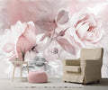 Pink Watercolor Peony Floral Mural Wallpaper Rose Flower Wall Mural for Living Room Bedroom Dining Room Office(Not Self-Adhesive)