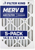 Filter King 14.5x24.5x4 Air Filter | 5-PACK | MERV 8 HVAC Pleated A/C Furnace Filters | MADE IN USA | Actual Size: 14.5 x 24.5 x 3.75"