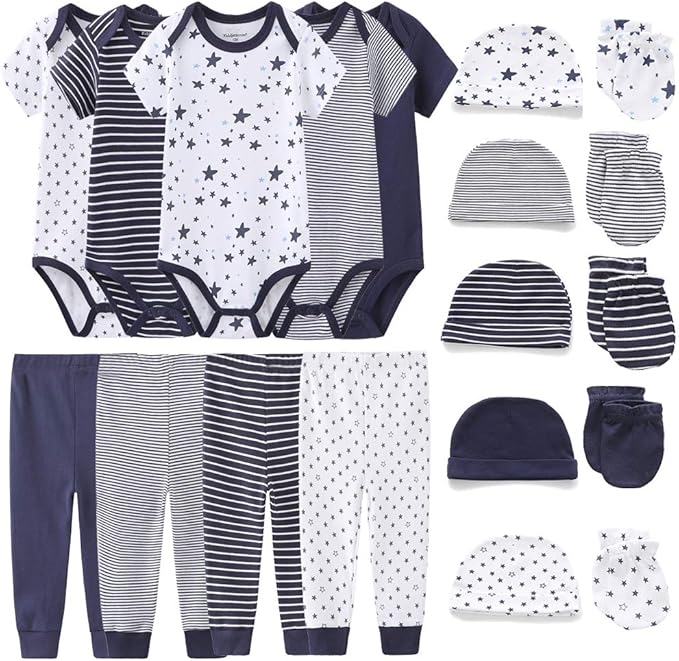 Kiddiezoom Unisex Baby Layette Essentials Giftset Clothing Set 19-Piece For Newborn Baby