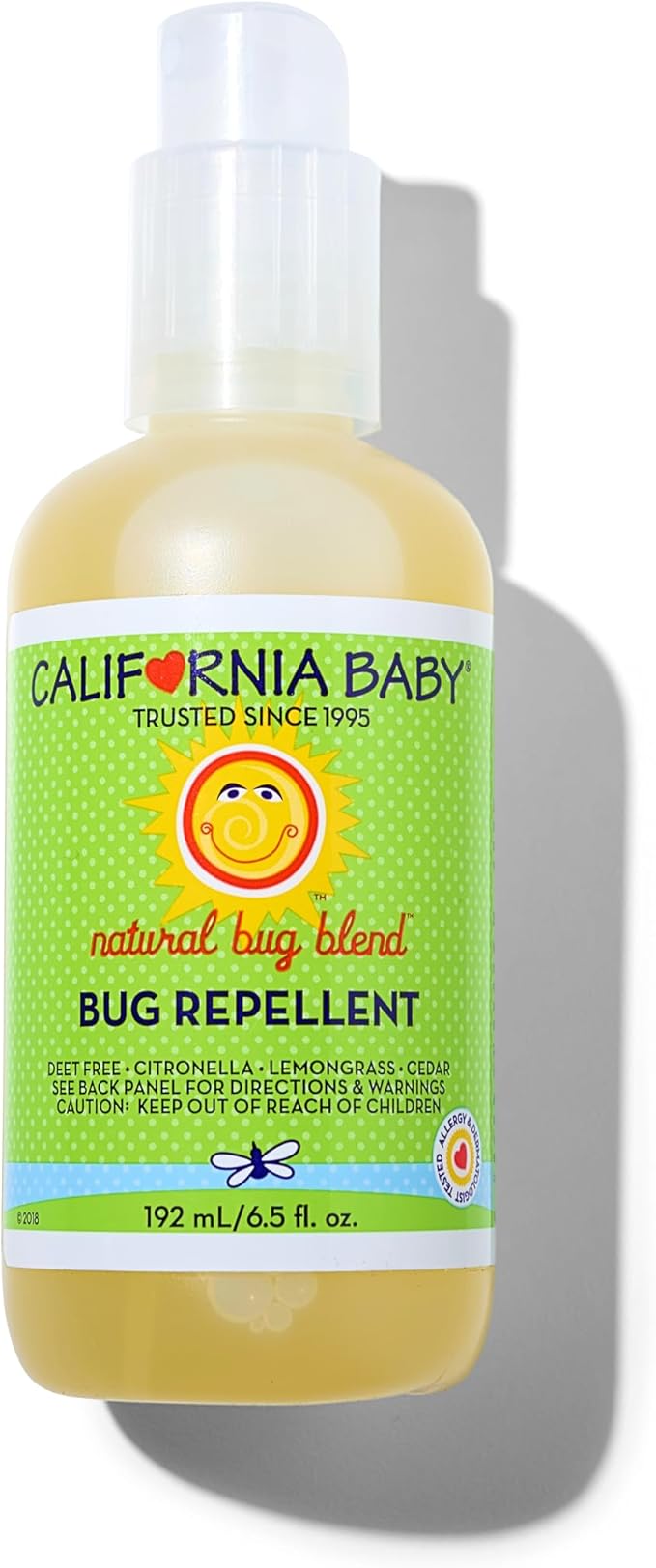 California Baby Natural Bug Spray | DEET Free Mosquito Repellent | Baby + Kids Bug Spray | Citronella Spray | Great Smell | 192 mL / 6.5 oz.