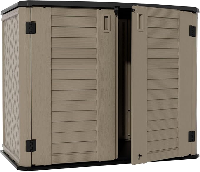 ZZM 4x2.5 FT Outdoor Storage Shed, Resin Waterproof Storage Cabinet for Garden Tools with Lockable Lid,Latch (Coffee)