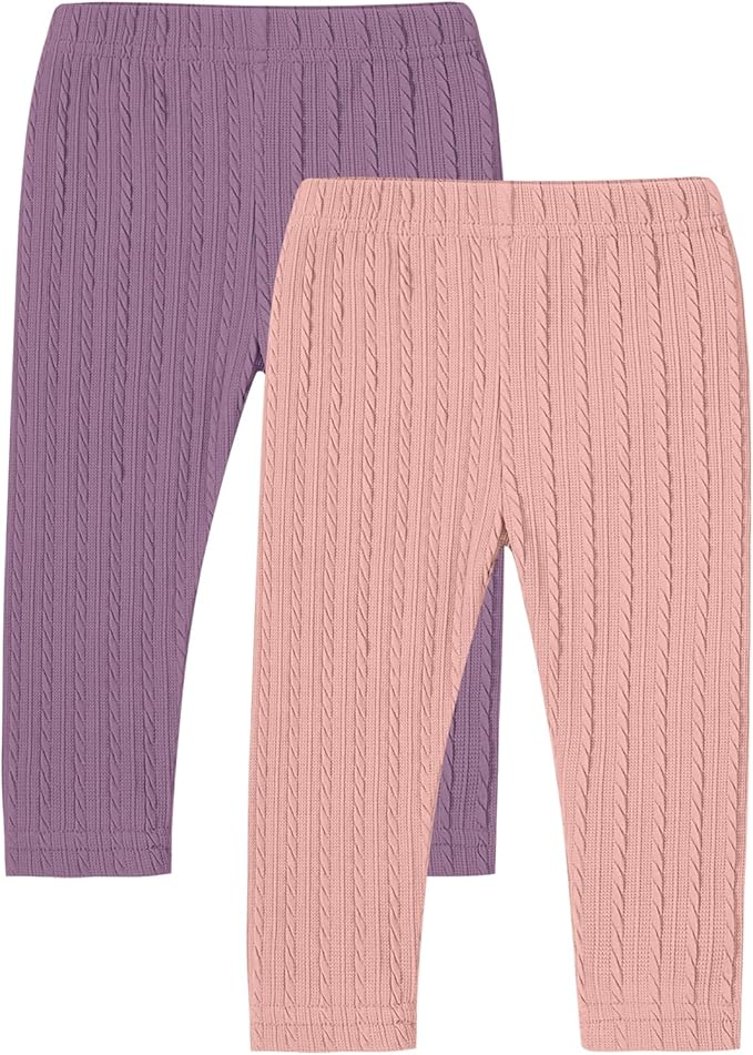 U·nikaka Toddler Baby Girls Pants Ribbed Infant Pants Leggings Toddler Baby Girl Bottoms Leggings 2 Packs