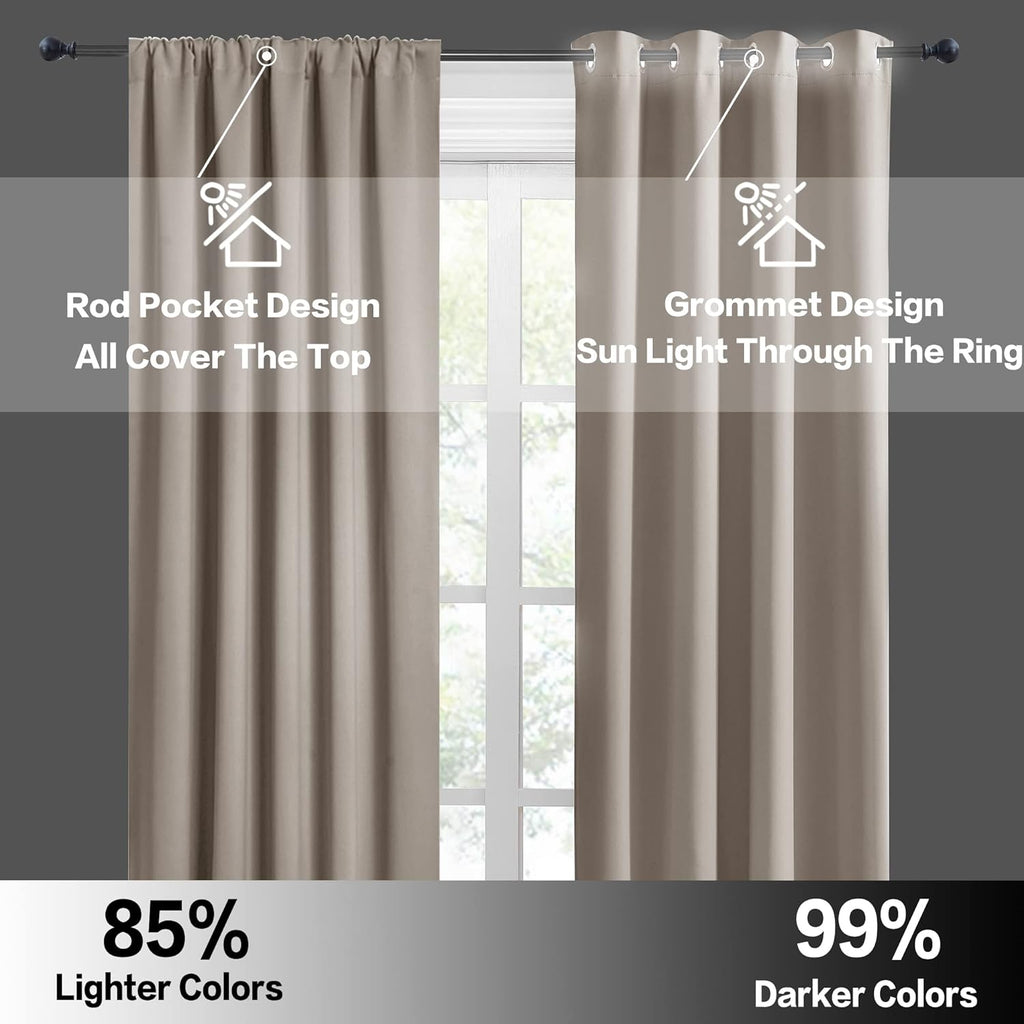 RYB HOME RV Camper Door Window Curtains -Blackout Privacy Curtains & Drapes for Bathroom Bedroom Kitchen Portable Travel Trailer Small Window Decor, W 34 x L 24, Sand, 2 Panels