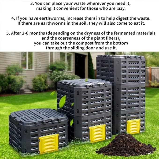 Large Fertilizer Fermentation Box, Plastic Compost Bin, Lightweight Outdoor Composting Box Suitable for Garden, Courtyard and Kitchen(Yellow,Small)