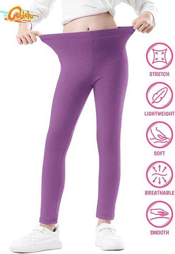Girls Leggings Cotton Leggings for Toddler Footless Girls Pants Stretchy Baby Girl's Pants Infant Basic Leggings Size 6M -14Y