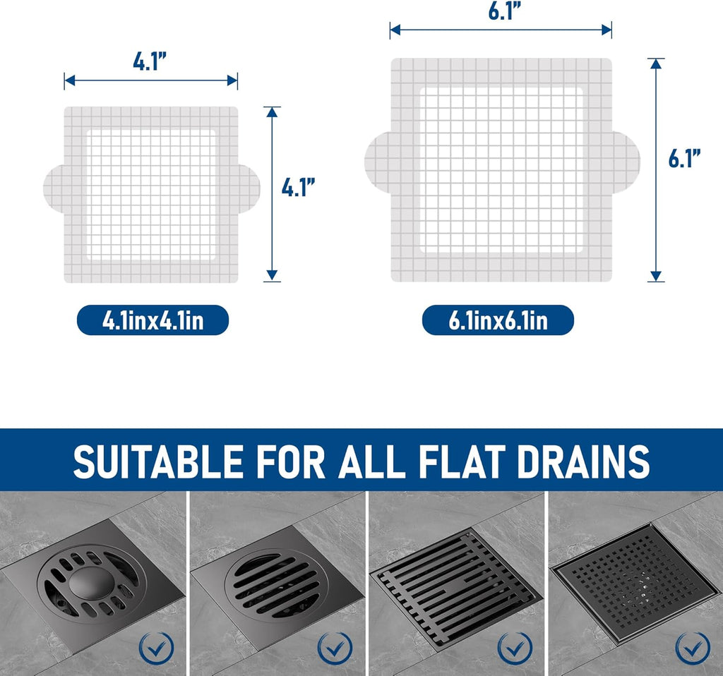 Disposable Hair Catcher Shower Drain Mesh Stickers, Hair Catchers for Shower, 25 Pack, 4.1 Inch - Square
