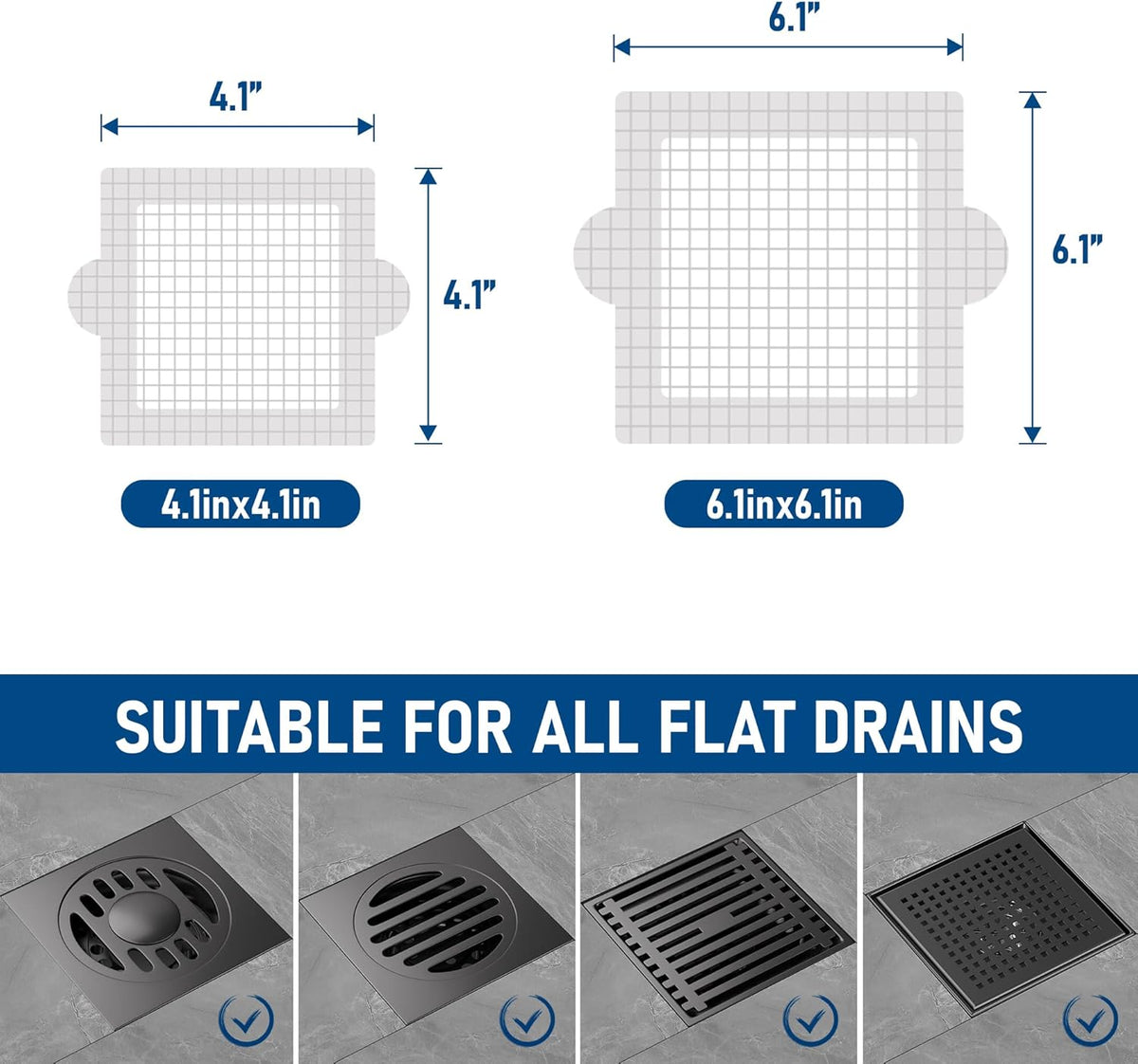 Disposable Hair Catcher Shower Drain Mesh Stickers, Hair Catchers for Shower, 25 Pack, 4.1 Inch - Square
