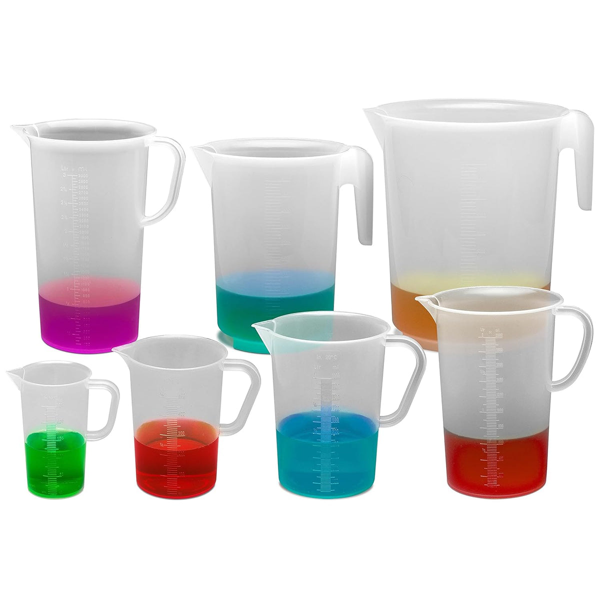SP Bel-Art Tall Form 3000 ml Polypropylene Graduated Pitcher, 10ml, Chemical-Resistant Measure Pitcher, Heat-Resistant to 121°C, Durable Shatterproof Design for Lab, Kitchen, and Industrial Use