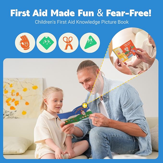 Stbernard Small First Aid Kit for Kids and Adults, Medical Kit with Digital Thermometer for Home, Travel, Hiking, Backpack, 6.3x4.33x1.97in, Blue