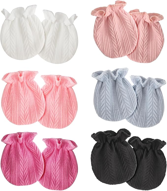 Newborn Baby Mittens No Scratch Cotton Elastic Wrist Gloves Infant Toddler Mittens for Baby Boy Girl 0-6 Months