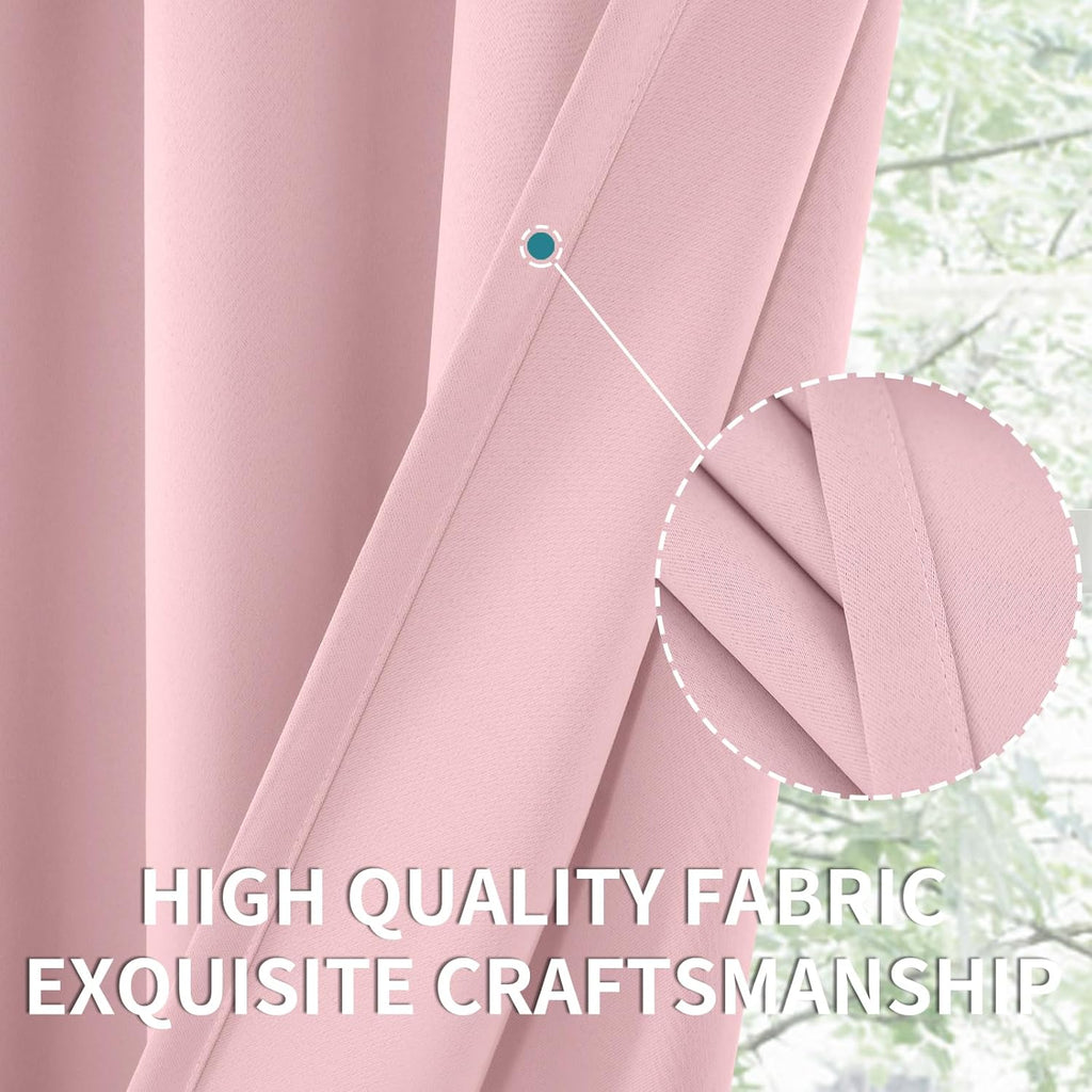 BGment Baby Pink Blackout Curtains 36 Inch Length for Short Window - Small Drapes Thermal Insulated with Rod Pocket Privacy for Cafe Kitchen Bathroom Girl Bedroom, 34 x 36 Inch, 2 Pnels