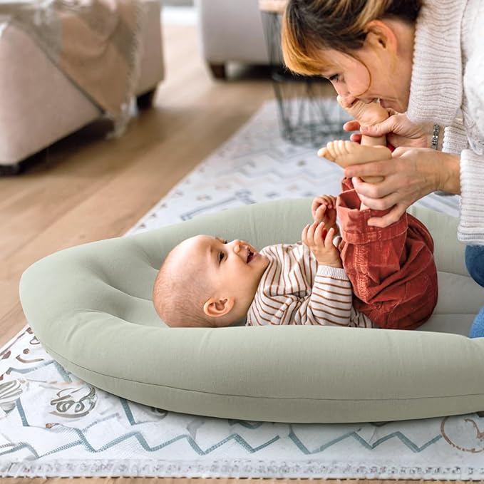Baby Lounger for Newborn: Skin-Friendly & Breathable for 0-12 Months Infant Tummy Time Playtime & Diaper Changes - Portable & Lightweight Cushion for New Parents