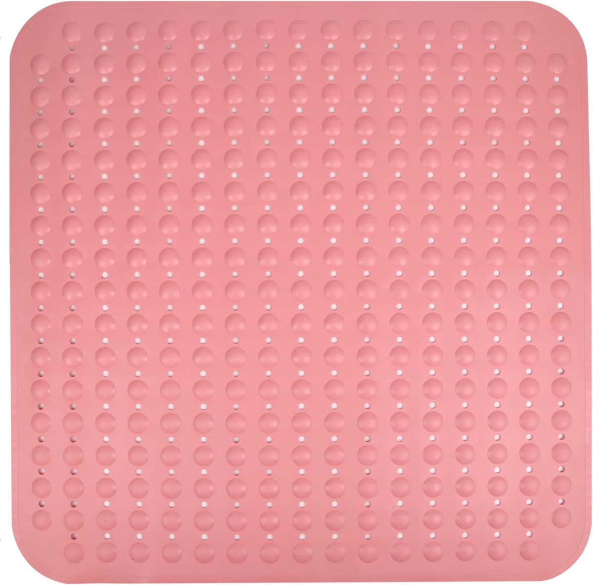 ENKOSI Extra Large Square Non Slip Shower Mat - 31 x 31-inch XL Bathroom Shower Mat - Square Shower Matts for Shower Stall Floors | Secure Suction Cups and Drain Holes (31x31 Pink)