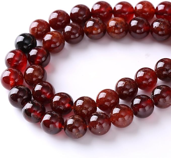 8MM 45PCS Natural Orange Garnet Beads Round Loose Beads for Jewelry Making DIY Necklace Accessories Energy Crystal Healing Power Bracelet