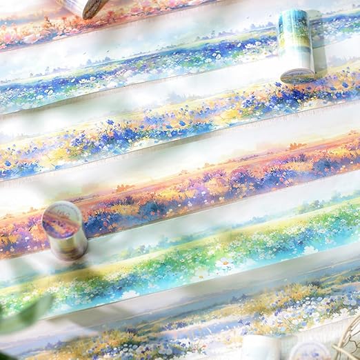 6Rolls Colorful Natural Scenery Washi Tape Set Scrapbook Supplies Spring Floral Washi Tape Stickers Decorative Tape Vintage Flower Cute Washi tape Bulk Washi Stickers Junk Journal Journaling Supplies