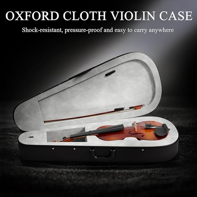 4/4 Beginner Violin Kit for Adults, Complete Full Size Violin Set with Portable Case, Bow, Rosin