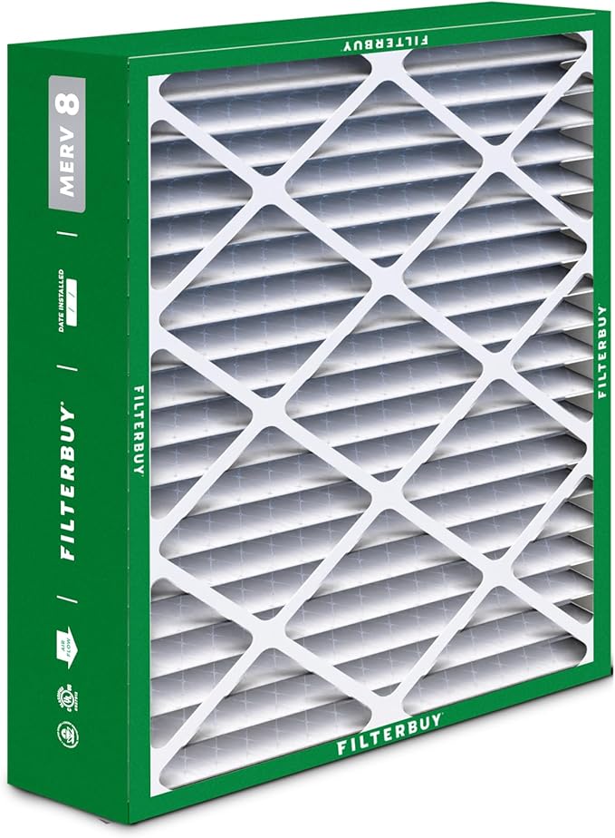 Filterbuy 20x23x5 Air Filter MERV 8 Essential Dust & Allergy Defense (2-Pack), Pleated HVAC AC Furnace Filters for Bryant, Carrier, BDP, Day & Night, and Payne (Actual Size: 19.81 x 22.56 x 4.25)