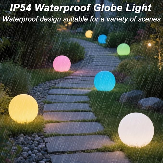 8-in Solar Globe Light Outdoor, Waterproof Solar Ball Light for Outside w/Remote, 16 RGB Color Changing Glowing Orb Lamp Landscape Lighting Mood Lamp w/Ground Stake for Garden Patio Yard Pathway Decor