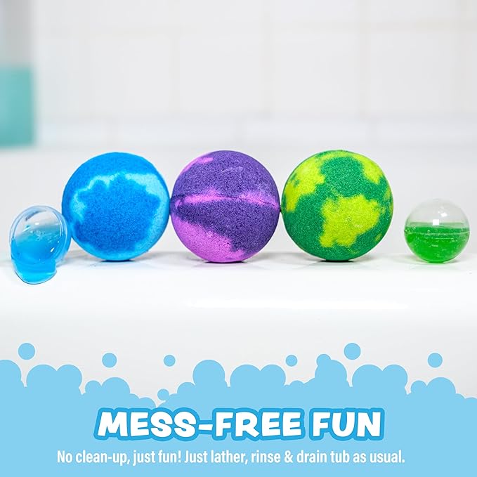 Super Goo Bath Slime 'Surprise' Bombs, 6 Pack | Kids Bath Bombs With Surprise Inside | Nontoxic | Stretchy, Squishy Slime Soap | Sensory Fun for Kids