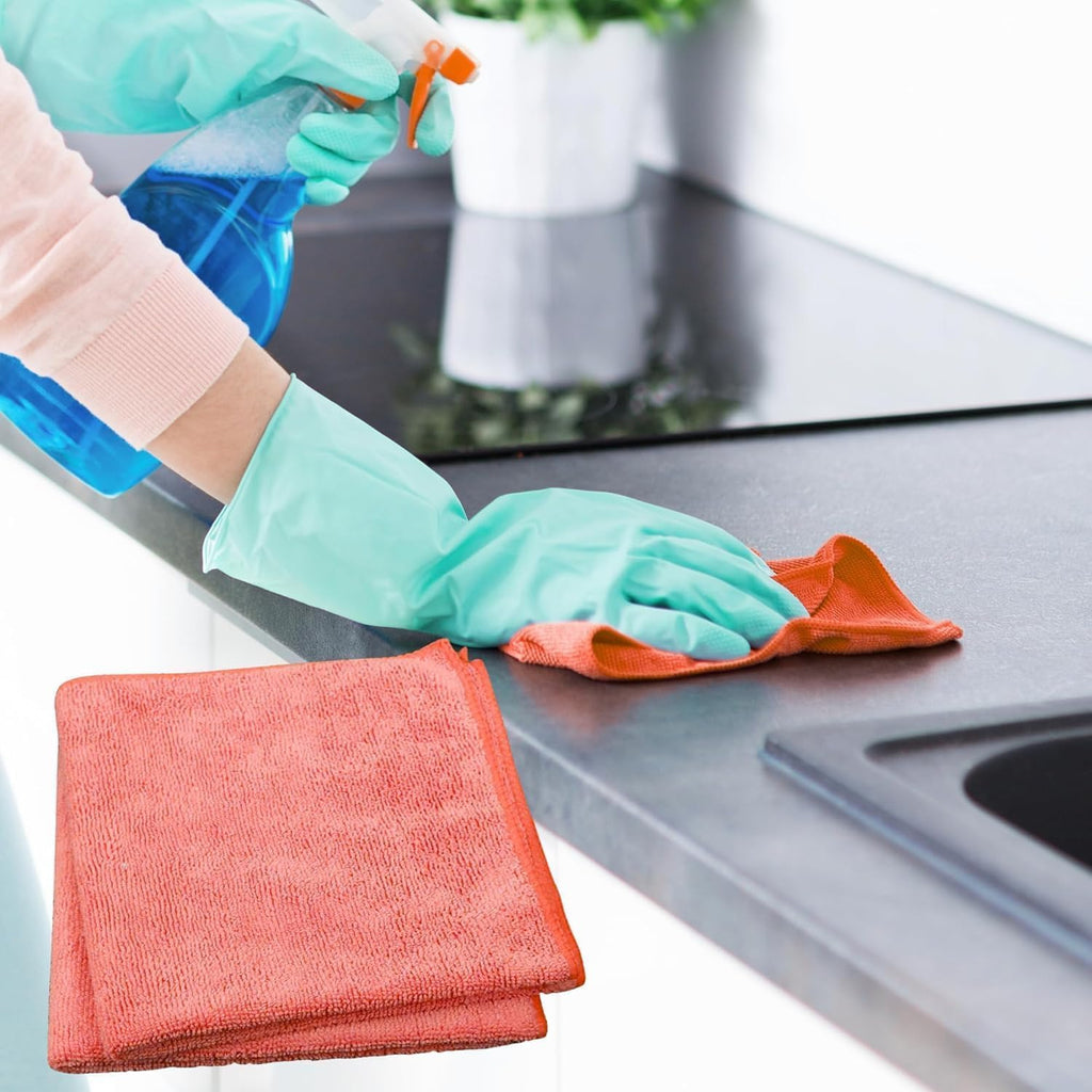 Single Microfiber Cleaning Cloth 40x40 cm - Ultra Absorbent Microfiber Cloth for Home, Kitchen Car Bathroom Rags Polish Cleaning 250 GSM (Red)