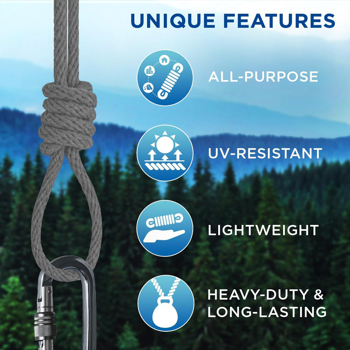 TECEUM Cotton Rope 3/16” (5 mm) – 50 FT – Strong All-Purpose Braided Rope – Natural Cotton – for Crafting, Сamping, Clothes Line, DIY, Indoor & Outdoor Use – Gray