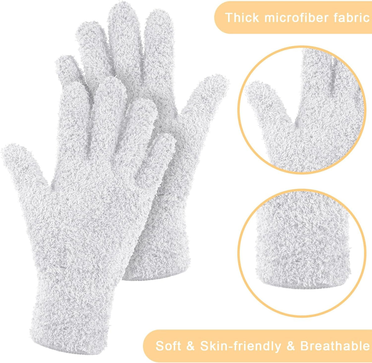 Bencailor 6 Pairs Microfiber Dusting Gloves, Dusting Cleaning Gloves Microfiber Gloves for Plants House Blinds Car Dust Mitt (Elegant Color,Medium)