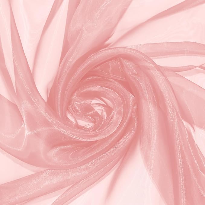 P Pothuiny Sheer Organza Fabric by The Yard, 10 Yards x 60 Inch Wide Bridal Light Pink Organza Tulle Fabric Roll Shiny Gauze Fashion Dress Sewing Craft for Wedding Party Decorations Backdrop