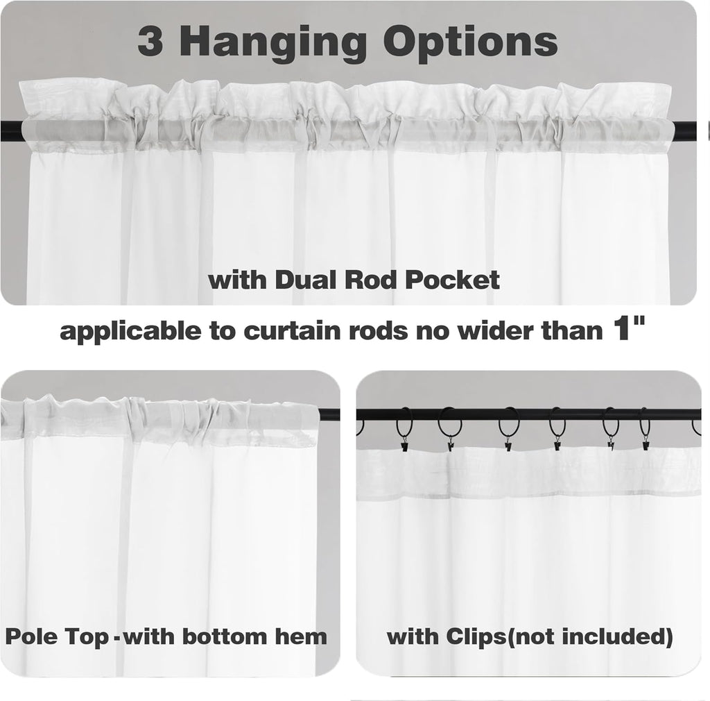 Chyhomenyc White Sheer Curtains 78 Inches Long 2 Panels Set for Living Room, Light Filtering Voile Lightweight Bedroom Curtains, Solid Window Treatment Drapes, Each 42W x 78L