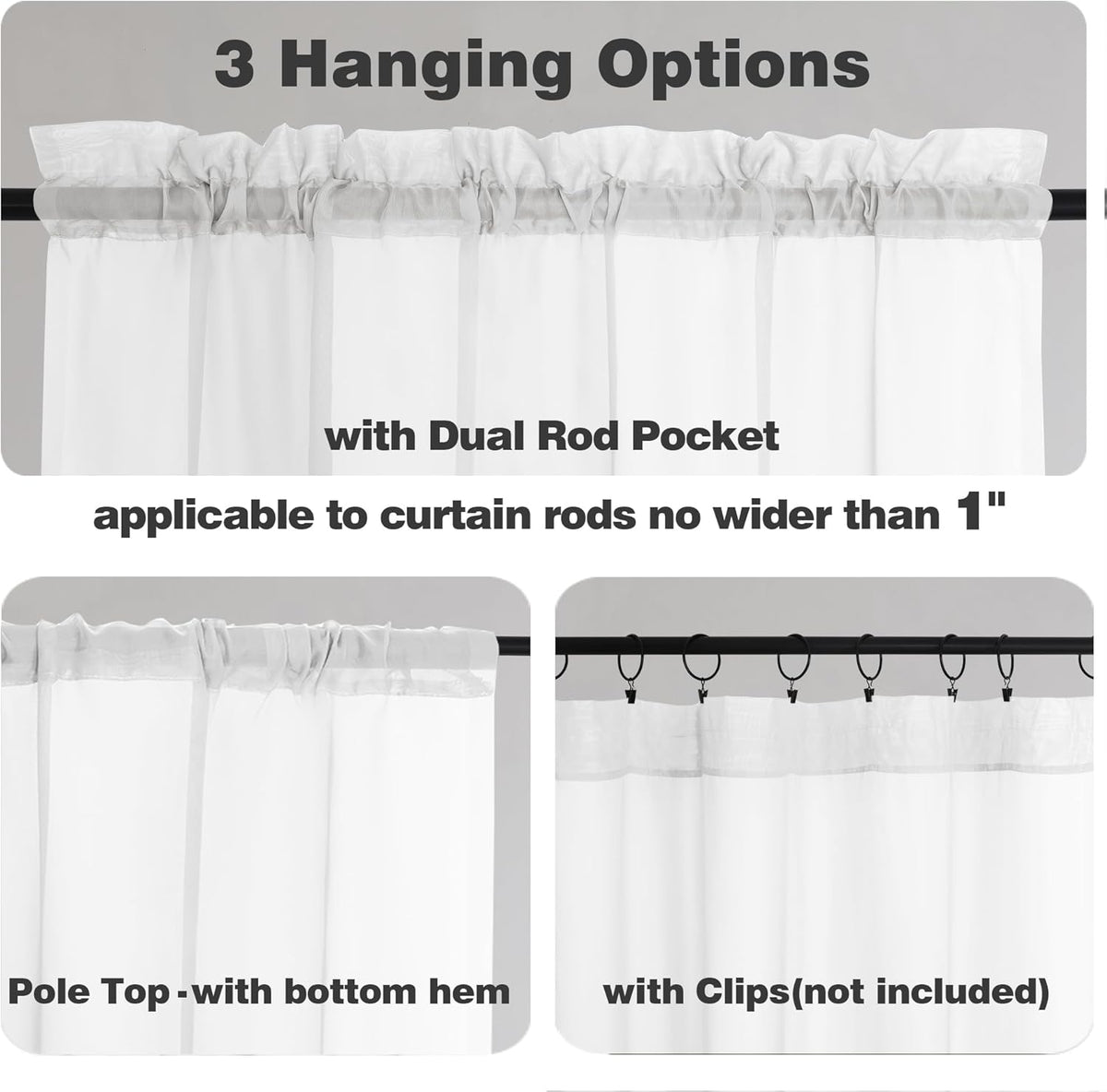 Chyhomenyc White Sheer Curtains 78 Inches Long 2 Panels Set for Living Room, Light Filtering Voile Lightweight Bedroom Curtains, Solid Window Treatment Drapes, Each 42W x 78L