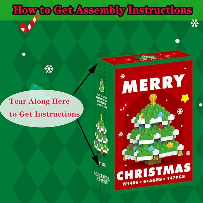 Christmas Tree Building Blocks Set Compatible with Lego Advent Calendar 2025 Stacking New Toys Holiday Present Box New Year Xmas Gifts for Kids for Boys & Girls and Adults