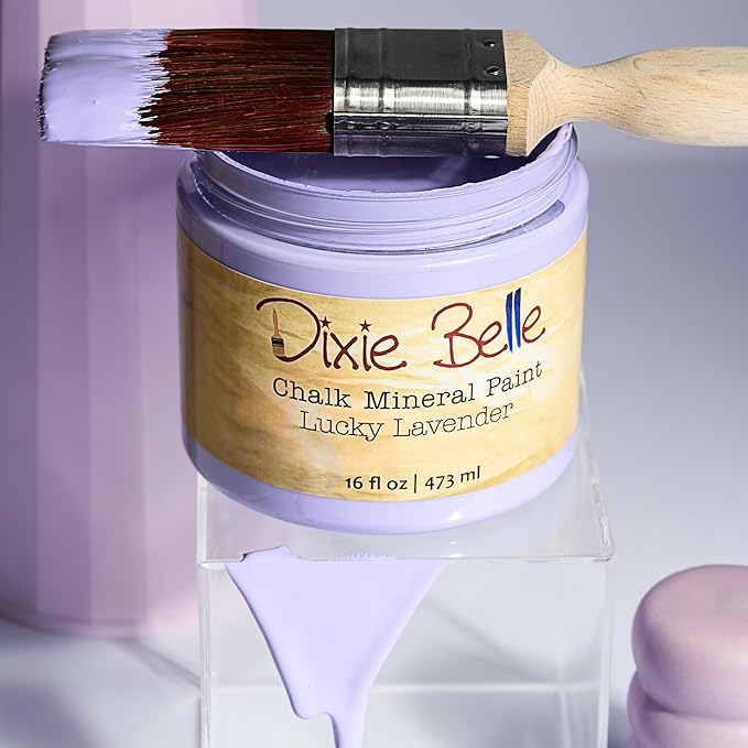 Dixie Belle Paint Company Chalk Finish Furniture Paint - Lucky Lavender (1 Gallon - 128oz) - Matte Pastel Purple Chic Chalk Mineral DIY Furniture Paint