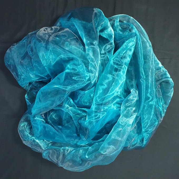 Two-Tone Iridescent Holographic Organza Fabric - 11 Yards by The Yard | Lightweight Sheer Tulle | for Wedding Dresses, Party Decor, DIY Crafts, Shiny Backdrops(Midnight Blue)