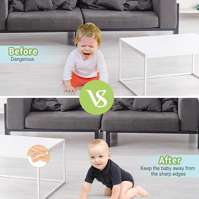 BabySafe Edge Protector Strip: Table Corner Guards for Baby Furniture & Fireplace, 3.3ft(1m)