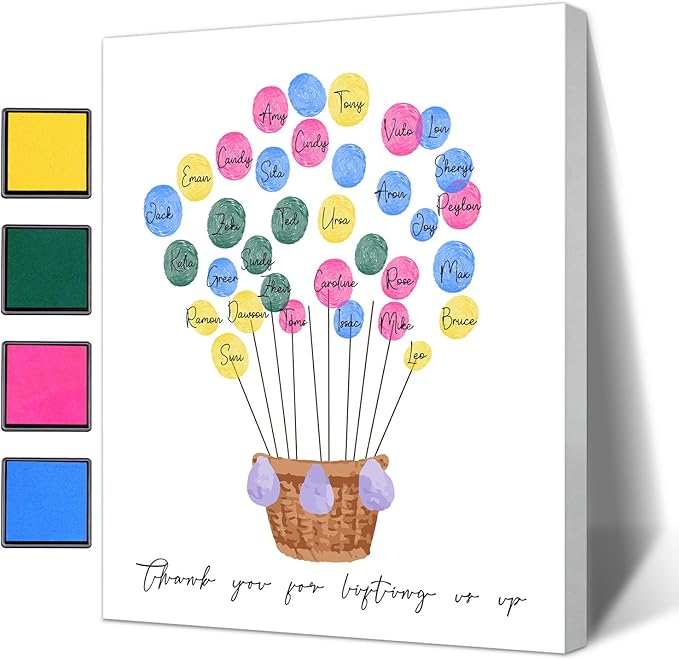 SHLINCO Thank You Teacher Appreciation Gifts From Kids -End Of The Year Gifts - Fingerprint Art Keepsake - Daycare Teacher Appreciation