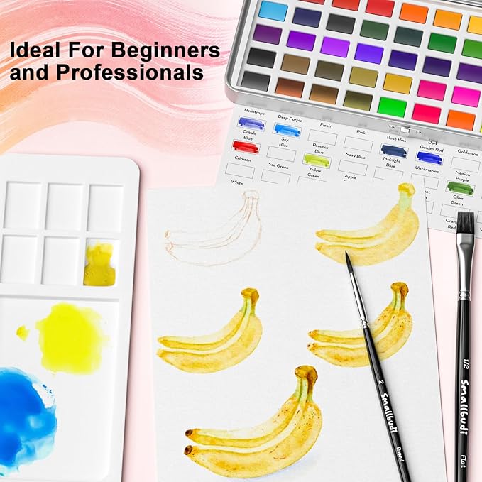 Watercolor Paint Set 50 Colors Including Metallic, Watercolor Kit with Case, Watercolor Paper, Paint Brushes, Palette and Accessories, Water Color Art Supplies Gift for Adults Kids Artists