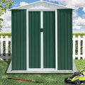 6' x 4' Metal Outdoor Storage Shed, Garden Tool House with 2 Vents and 2 Easy Sliding Doors for Backyard, Patio, Garage, Lawn Metal Storage Shed （Green）
