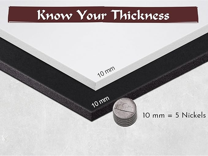 Shape Retention EVA Cosplay Foam 10mm (1mm-10mm) 14x39 inch Black or White High Density EVA Foam Sheets. Premium 85 kg/m3 Heat Shape Material for DIY Convention or Halloween Costumes by The Foamory