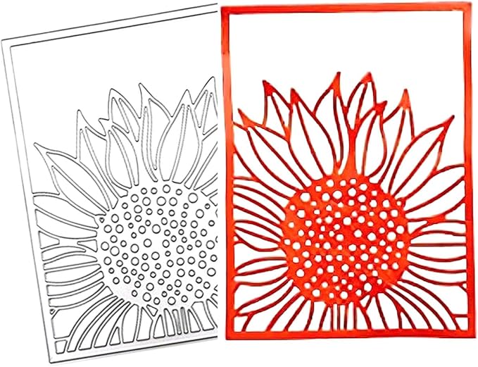 Mvchifay Cutting Dies for Card Making Metal Die-Cuts Scrapbooking Tool Hollow Frame DIY Craft Punch Template Embossing for Paper Album Decor (Sunflower Frame-12.6x9.8cm)
