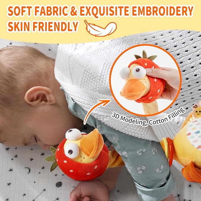 Jollybaby Plush Talking Singing Dancing Musical Strawberry Duck Toy for Toddlers 1-3 Just Like Cactus Toy, Music Mimicking Interactive Toys for Crawling Kids, Sensory Gift for Baby 0-6-12 Month