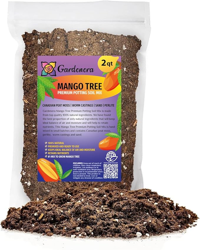Elevate Your Mango Tree Garden with Gardenera's Organic Potting Mix - Tailored for Robust Mango Trees and Flavorful Harvests - 2 Quart