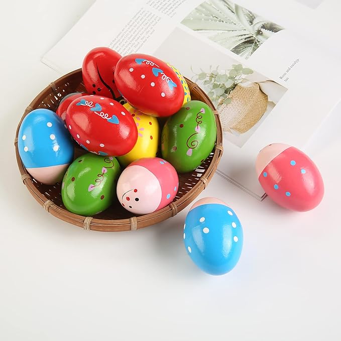 6Pcs Wooden Egg Shakers Hand Musical Maracas Percussion Instruments