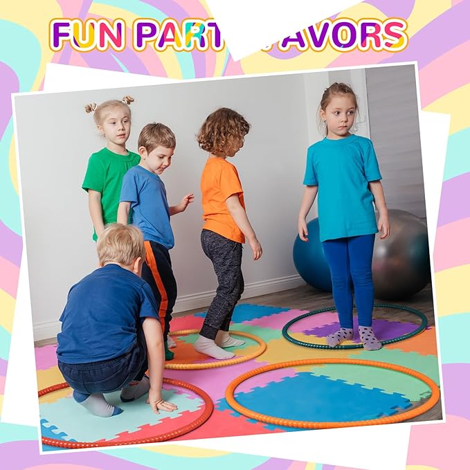Sratte 8 Pcs Color Hoop Detachable Adjustable Hoop Exercise Ring Plastic Toys for Teens Games Gymnastics Dog Agility Equipment Party Decor, 4 Colors