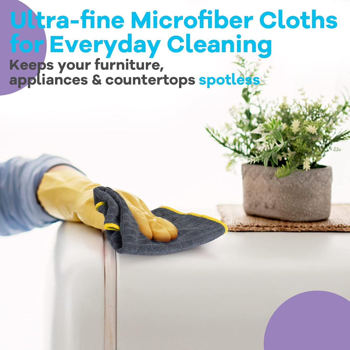 Airlab Microfiber Cleaning Cloth for Household Dust Rags for Cleaning All-Purpose Towels Streak Free Kitchen Dishes Reusable Pack of 6, 12" x 12"
