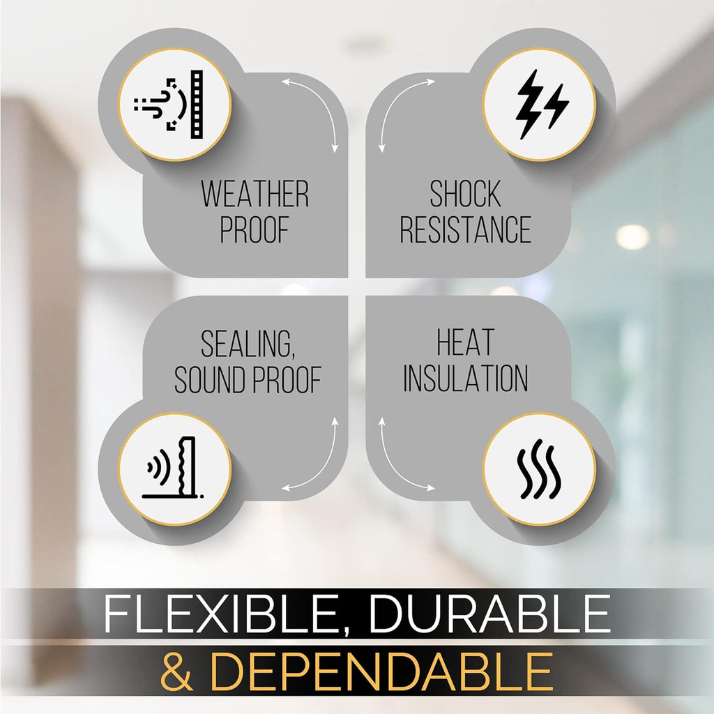 High Density Foam Weather Stripping Door Seal Strip Insulation Tape Roll for Insulating Door Frame, Window, Air Conditioner | Self Adhesive Sealing Weatherstrip (4 in x 1/8 in x 10 Ft, White)